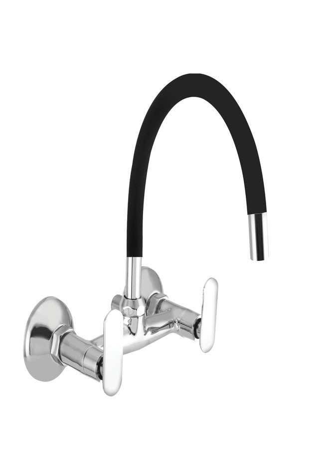 10X Brass Sink Mixer Flexible FLPR- 7852 for Kitchen Wall Mount Black Silicone Pipe - Image 1